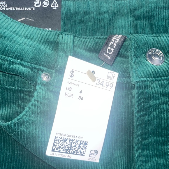 H&M Corduroy Pants, Size 4, Wide/Large fit (oversized) Brand New, Never Worn - Picture 4 of 5